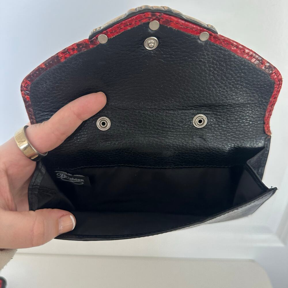 Brighton Vintage Red Snakeskin Python Embossed Le… - image 6